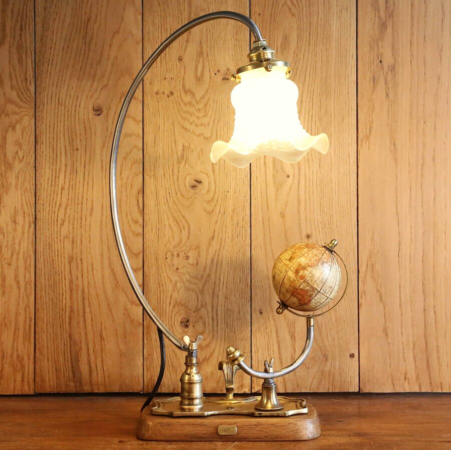 Création lampe Art Déco bronze, laiton, globe terrestre – Image 10