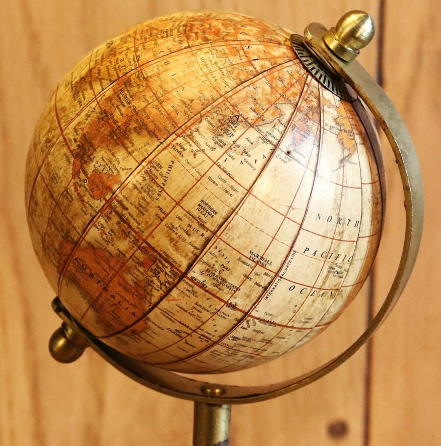 Création lampe Art Déco bronze, laiton, globe terrestre – Image 3