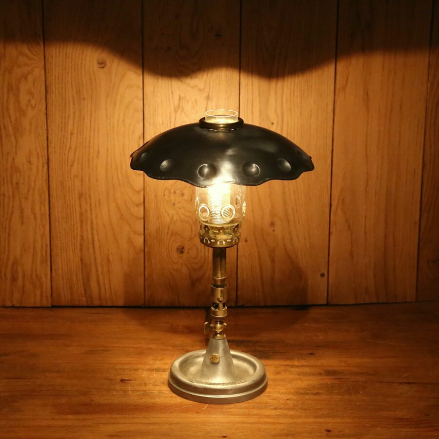Création unique lampe Art Déco champignon laiton et verre