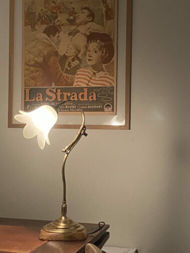 Lampe Art Nouveau laiton et bronze
