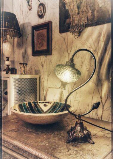 Eléments de lampe à pétrole Art Nouveau