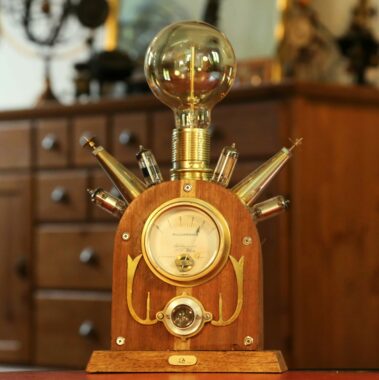 Lampe Steampunk bois plaqué