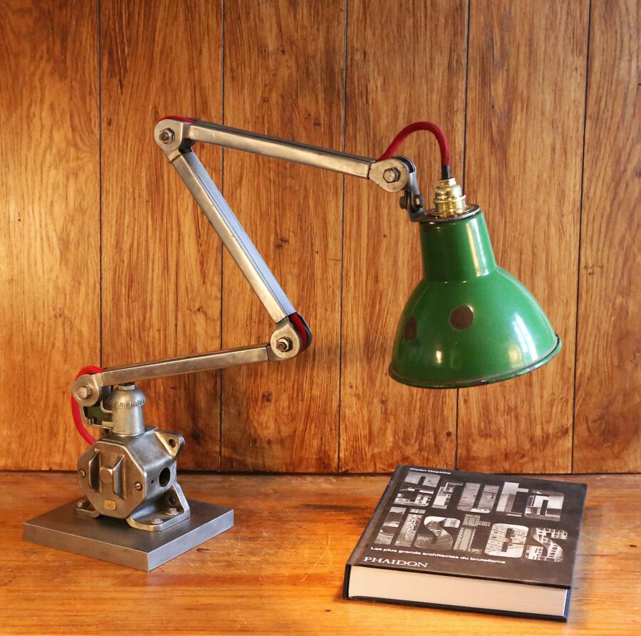 Grande lampe de bureau métal articulée atelier industriel – Image 9