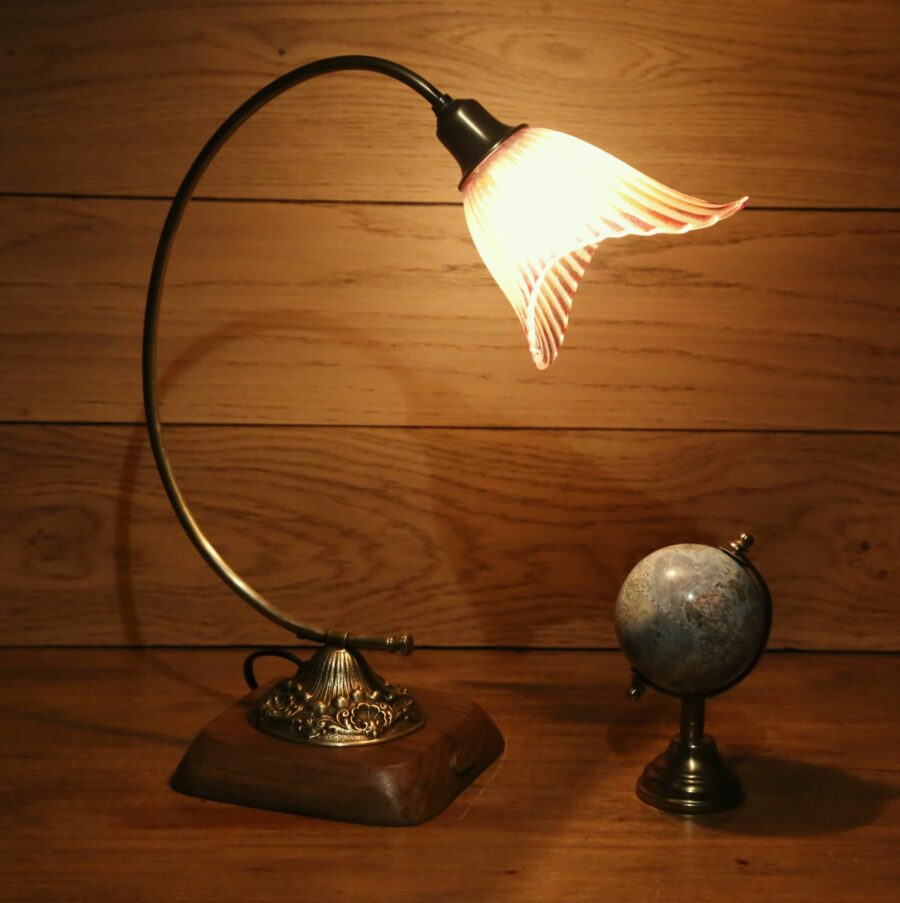 Lampe à poser Art Nouveau laiton tulipe fleur – Image 2
