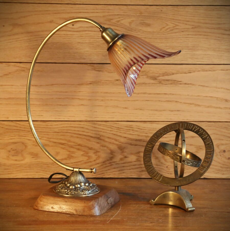 Lampe à poser Art Nouveau laiton tulipe fleur