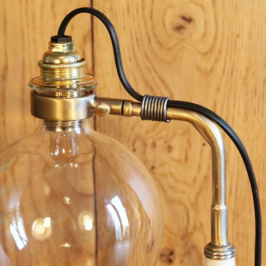 Lampe Art Déco cafetière vintage verre laiton et porcelaine – Image 4