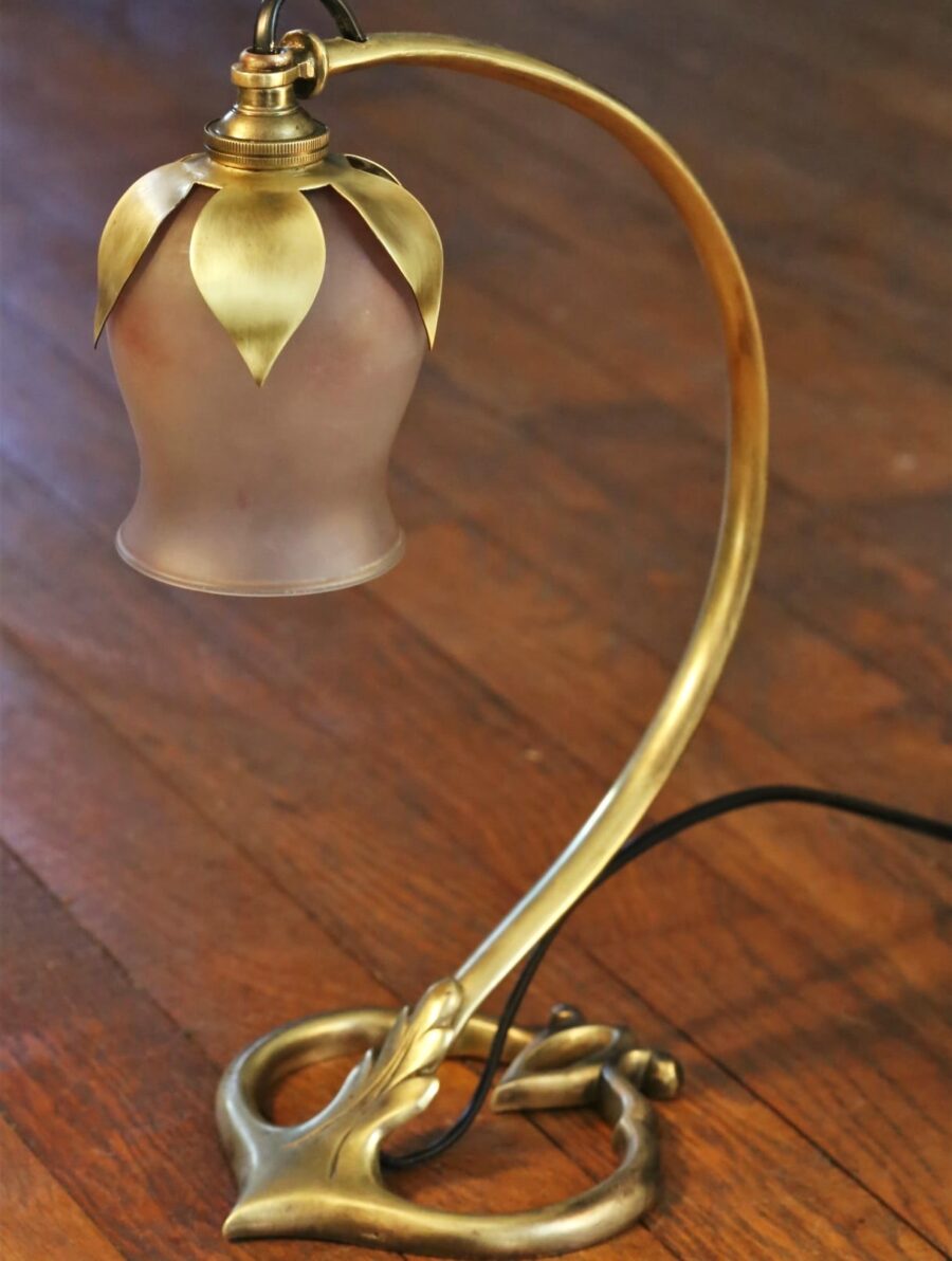 Lampe Art Déco laiton opaline – Image 7