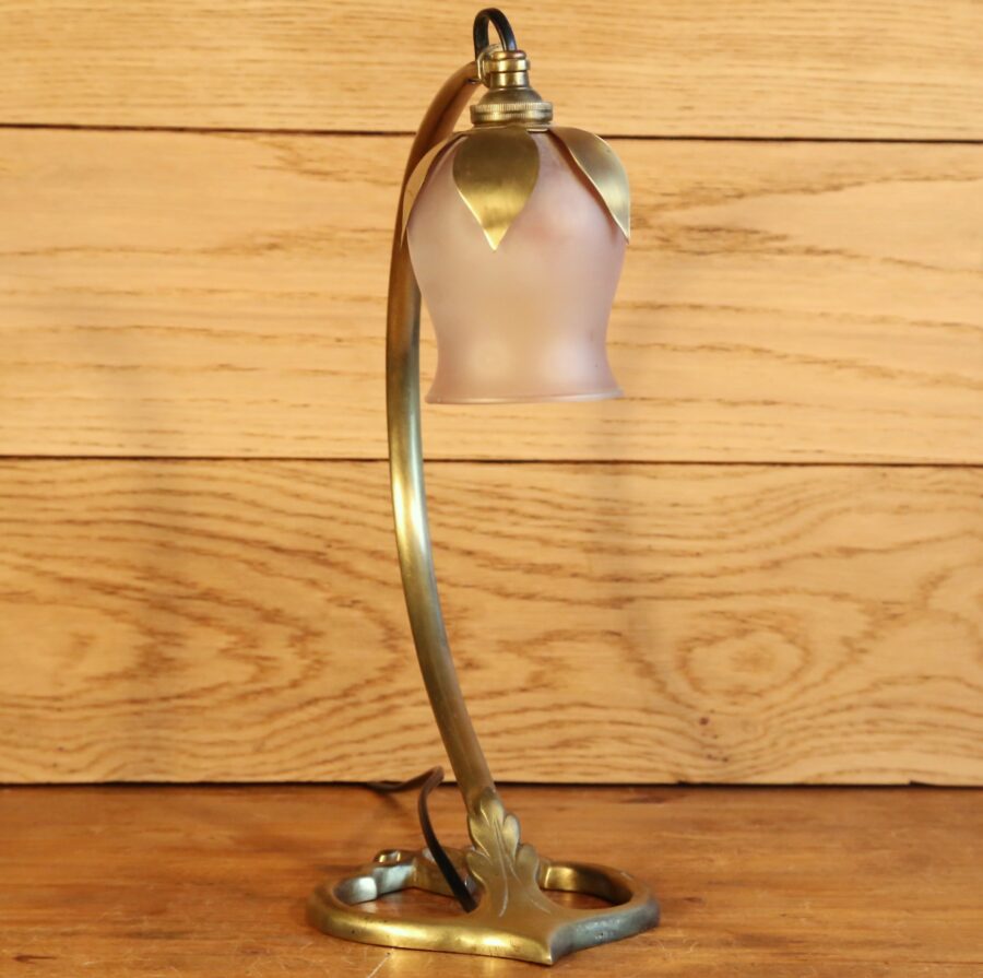 Lampe Art Déco laiton opaline – Image 5