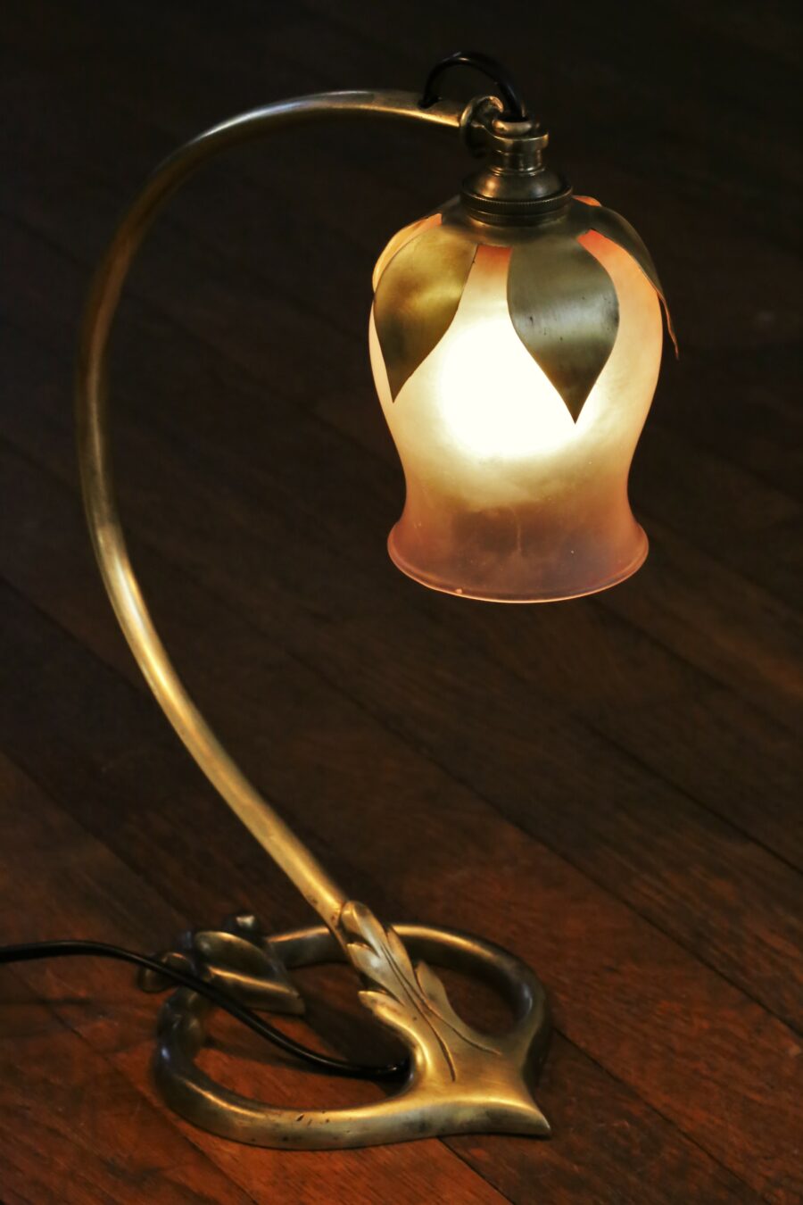 Lampe Art Déco laiton opaline – Image 8