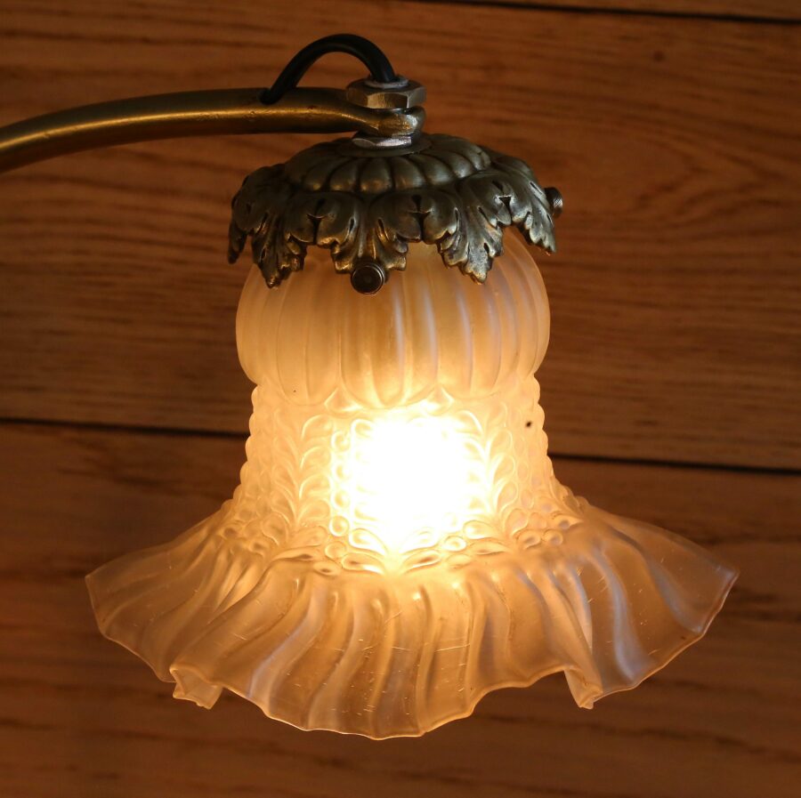 Lampe Art Nouveau laiton et bronze – Image 6