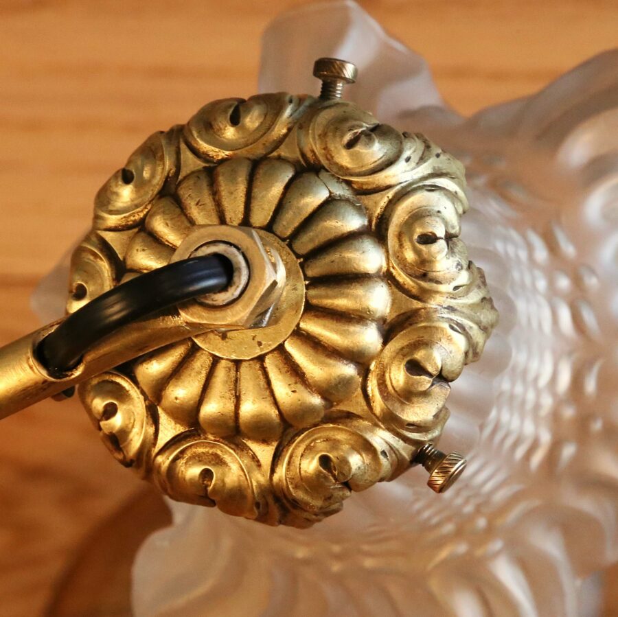 Lampe Art Nouveau laiton et bronze – Image 3