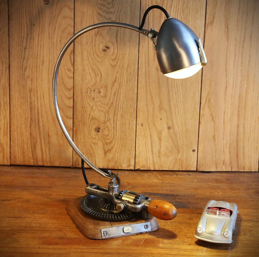 Lampe articulée à poser métal phare de vélo vintage