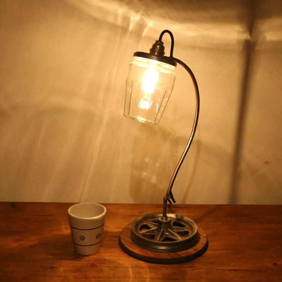Lampe de chevet récup bocal de confiture en verre
