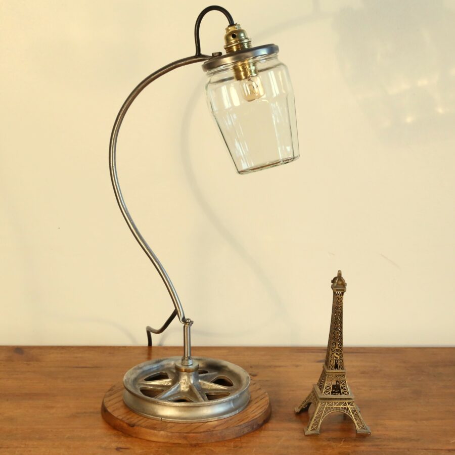 Lampe de chevet récup bocal de confiture en verre