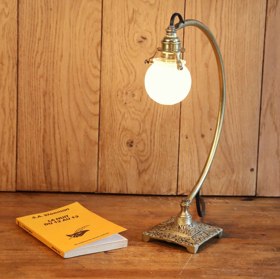 Lampe de table unique Art Déco laiton bronze doré – Image 7