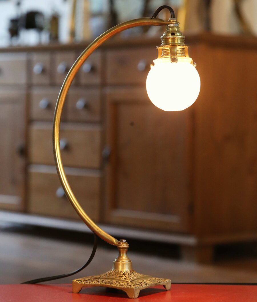 Lampe de table unique Art Déco laiton bronze doré – Image 4