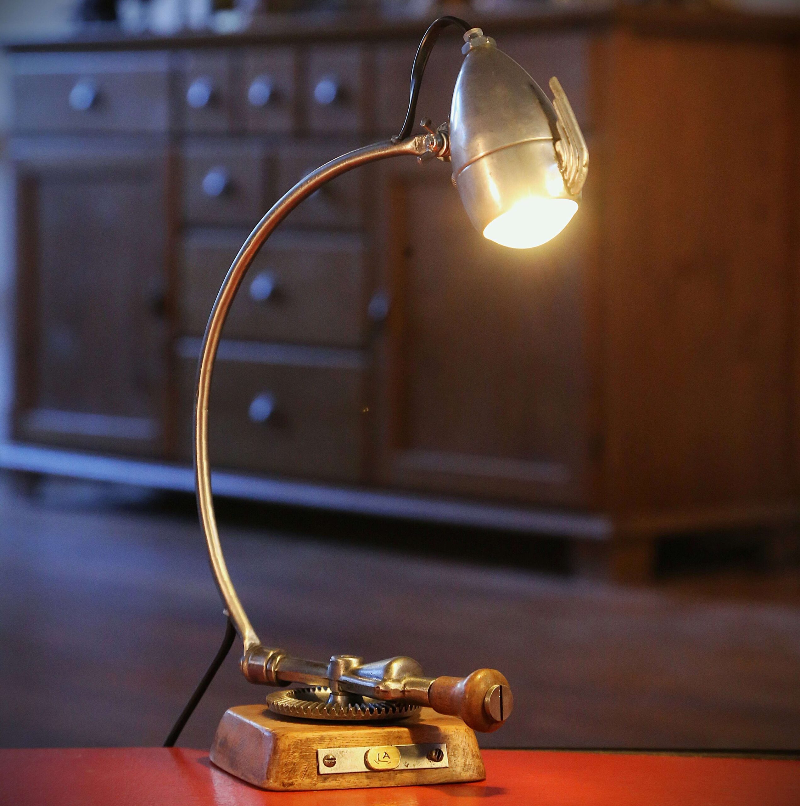 Lampe récup articulée métal phare de vélo vintage – Image 10