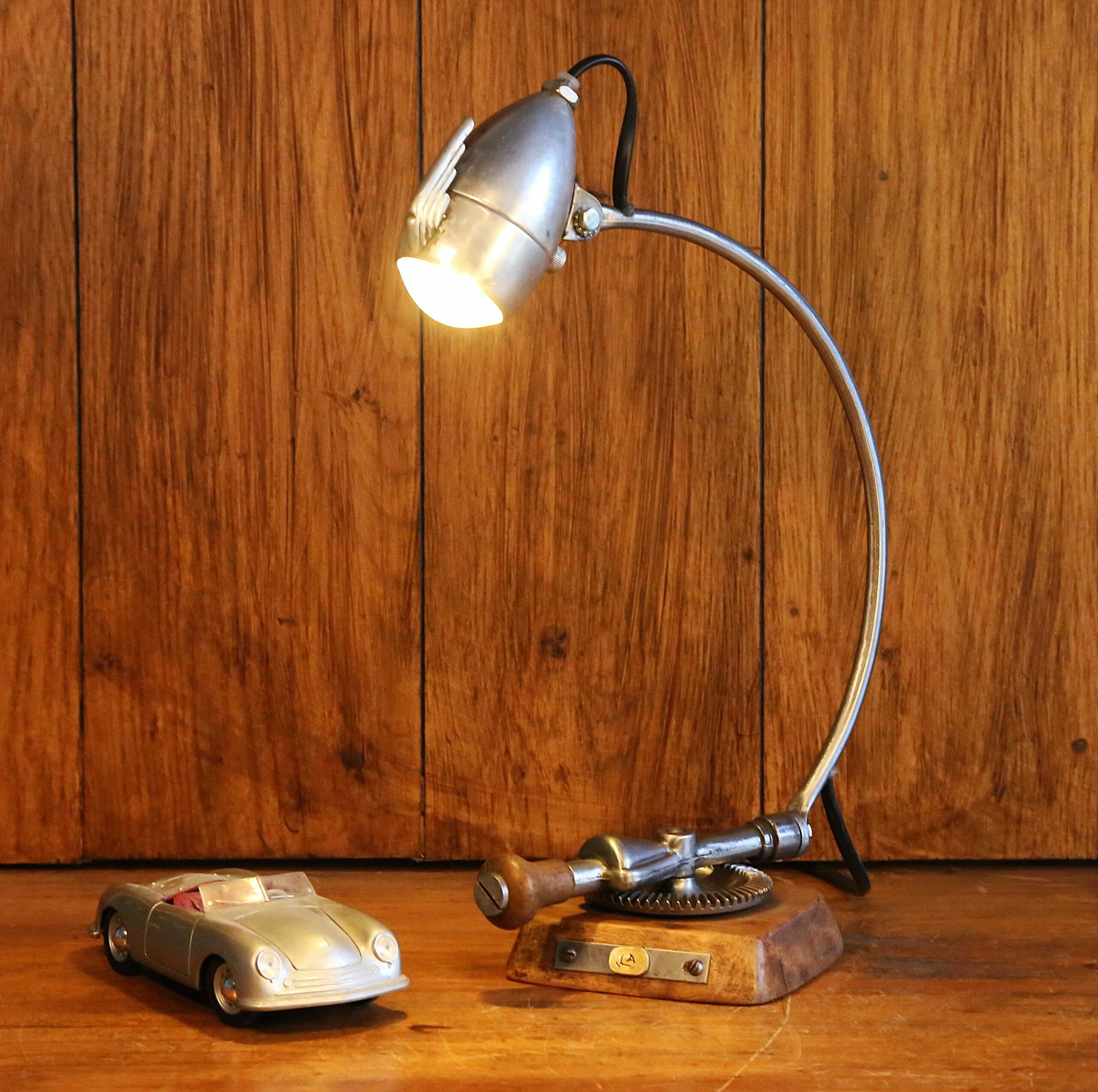Lampe récup articulée métal phare de vélo vintage – Image 8