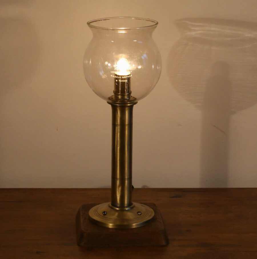 Lampe récup cafetière vintage verre et laiton – Image 2