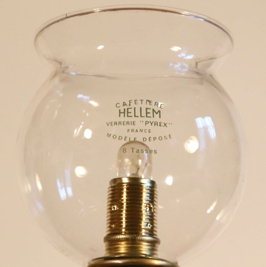 Lampe récup cafetière vintage verre et laiton – Image 4