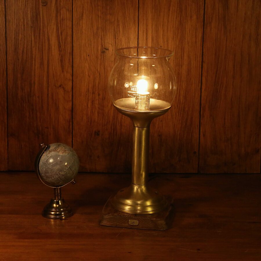 Lampe récup cafetière vintage verre et laiton