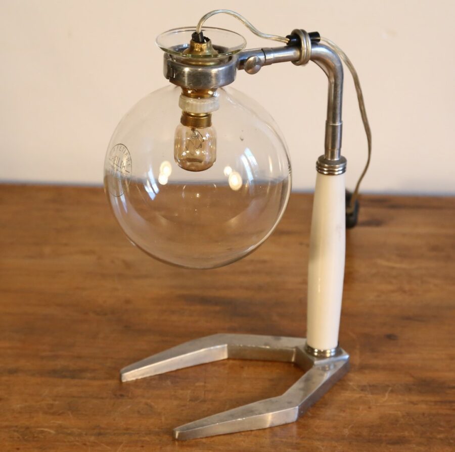 Lampe récup cafetière vintage verre et métal – Image 4