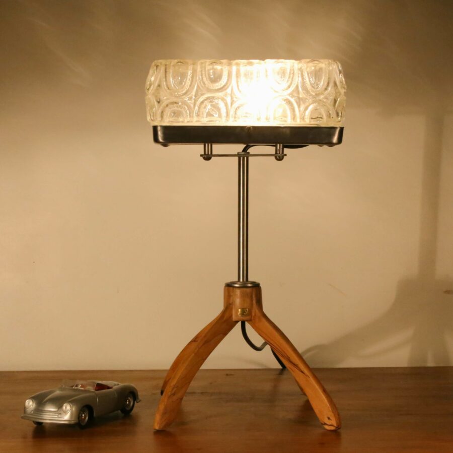 Lampe récup vintage bois et métal – Image 2