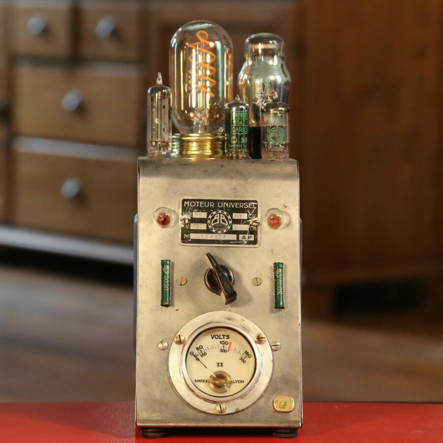 Lampe création Steampunk métal voltmètre – Image 7