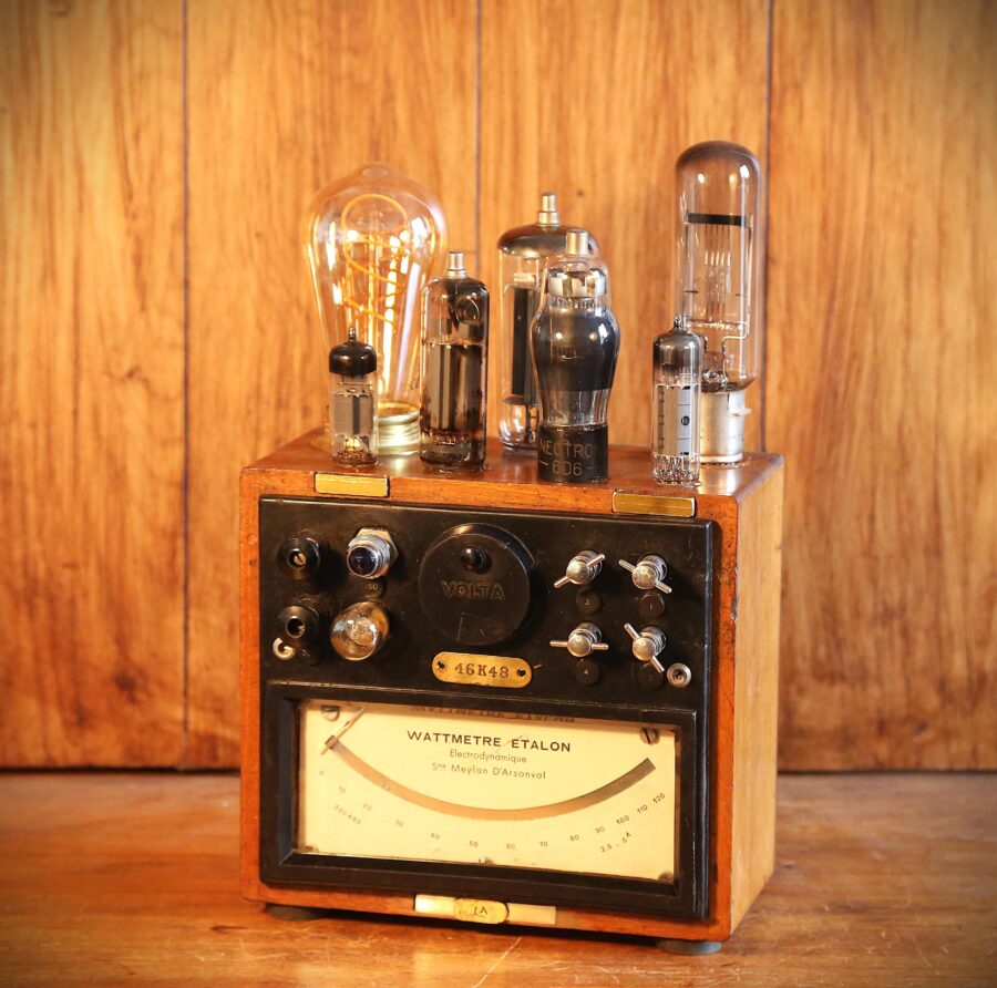 Lampe Steampunk instrument scientifique bois net bakélite