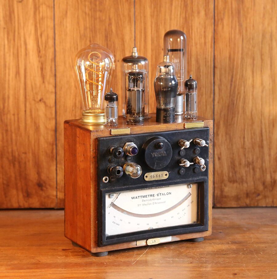 Lampe Steampunk instrument scientifique bois – Image 6
