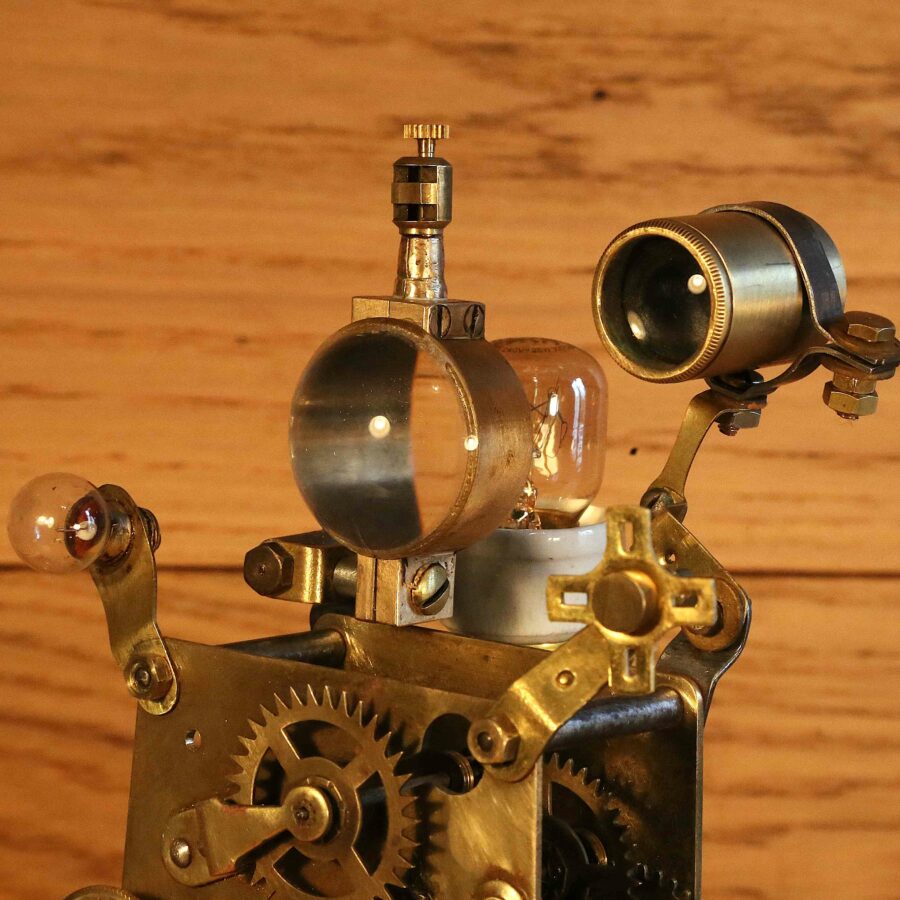 Lampe Steampunk mécanismes d'horlogerie sous globe – Image 11