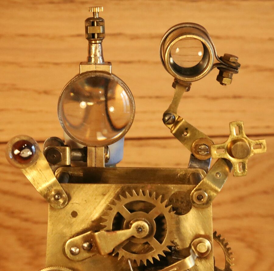 Lampe Steampunk mécanismes d'horlogerie sous globe – Image 9