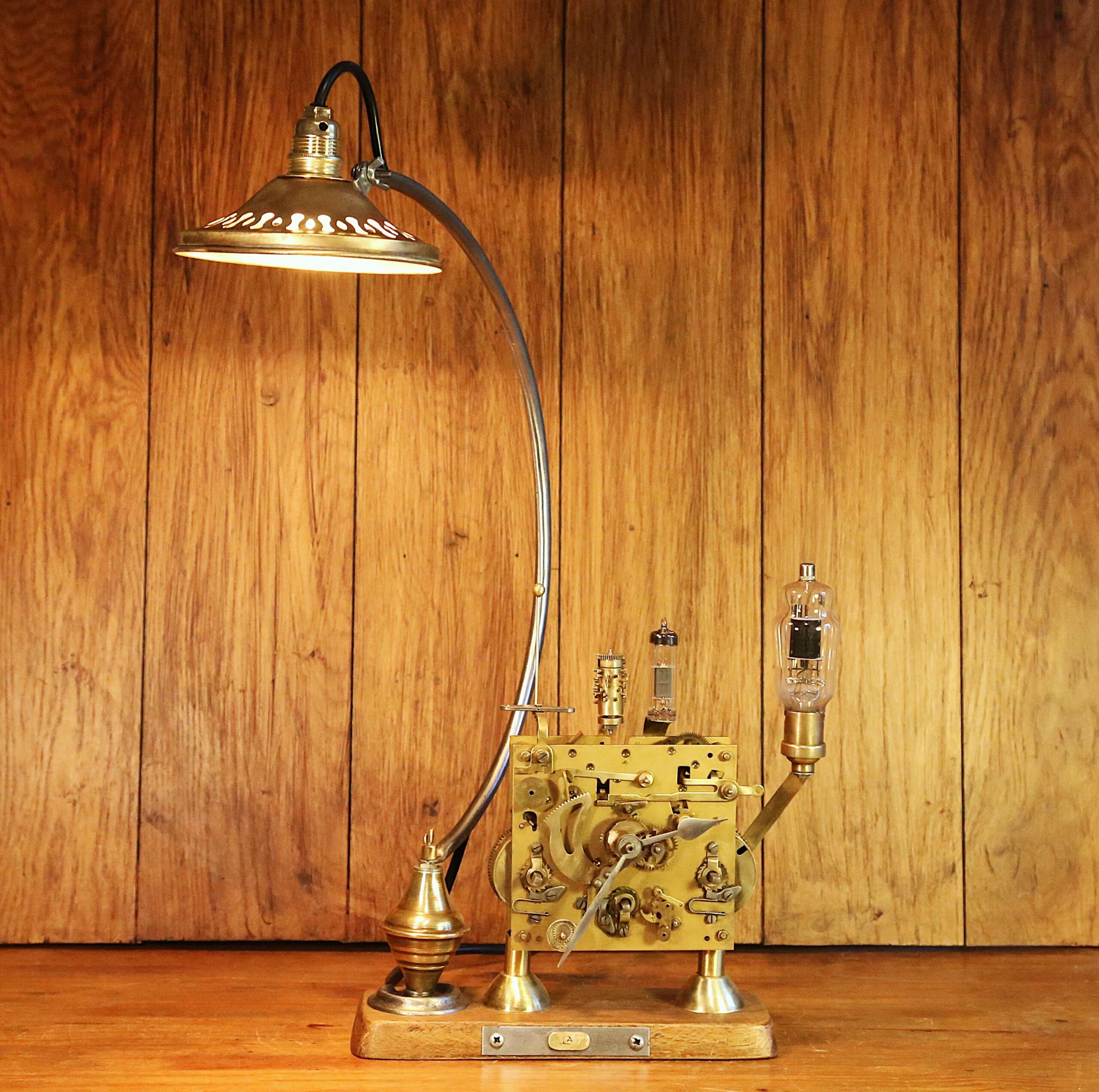 Lampe Steampunk originale horlogerie vintage – Image 12