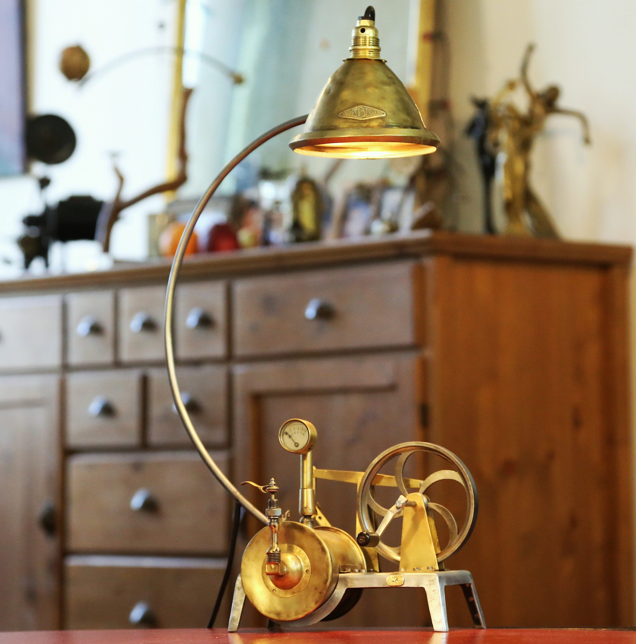 Lampe Steampunk unique machine à vapeur – Image 3