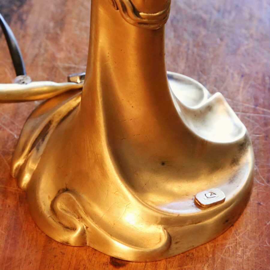 Lampe style Art Nouveau statue en bronze – Image 7