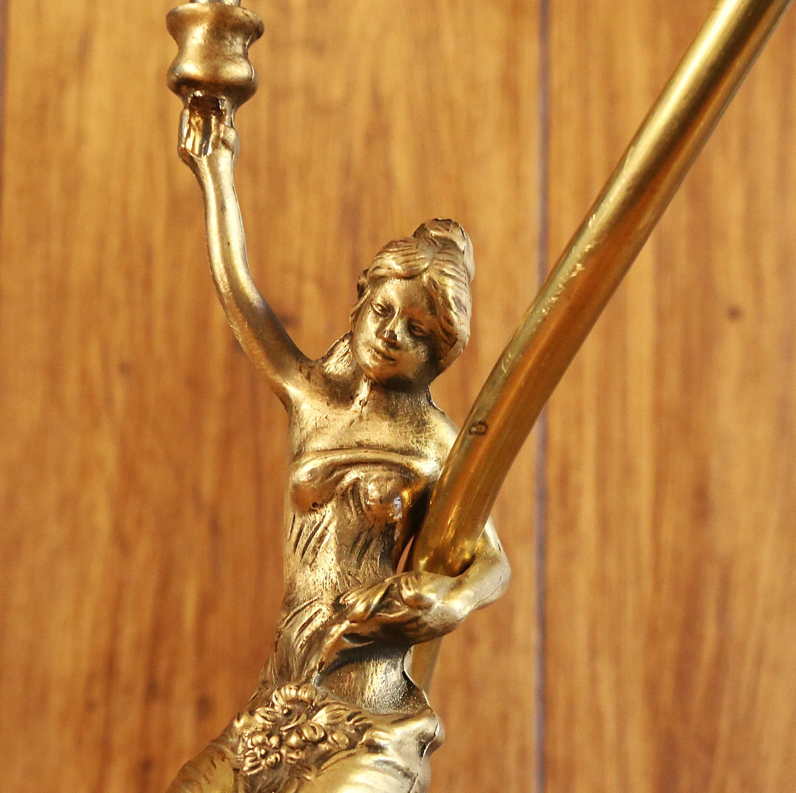 Lampe style Art Nouveau statue en bronze – Image 7