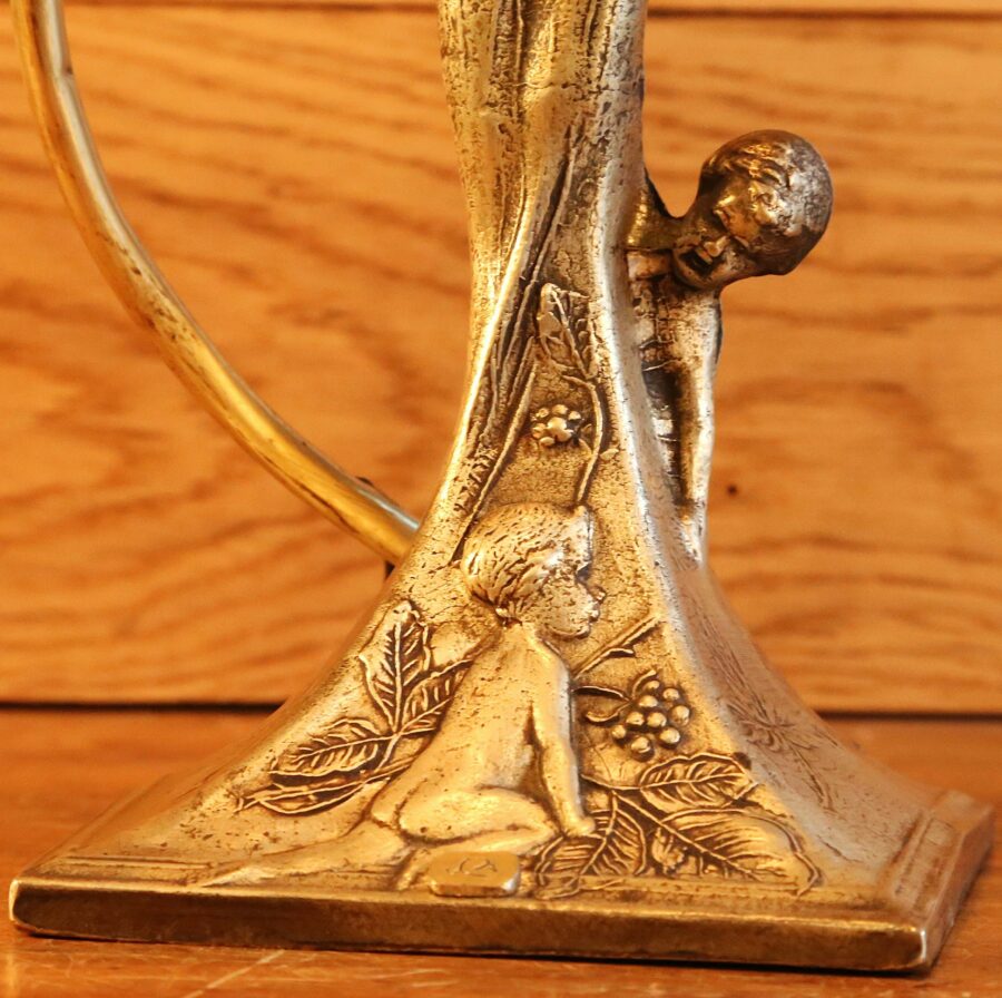 Lampe style Art Nouveau statue en bronze – Image 3