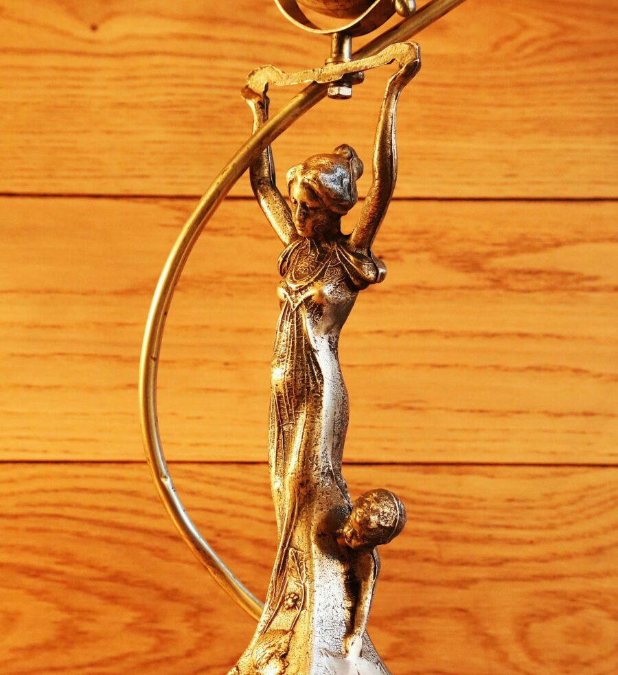 Lampe style Art Nouveau statue en bronze – Image 10
