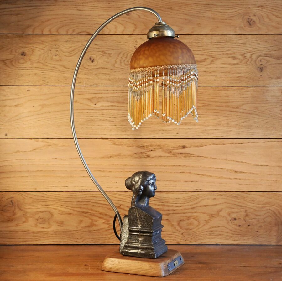 Lampe style Art Nouveau statue métal – Image 10