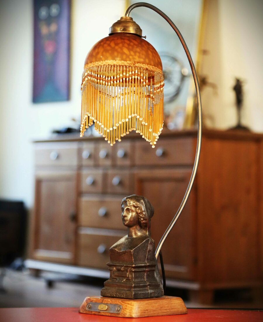 Lampe style Art Nouveau statue métal – Image 4