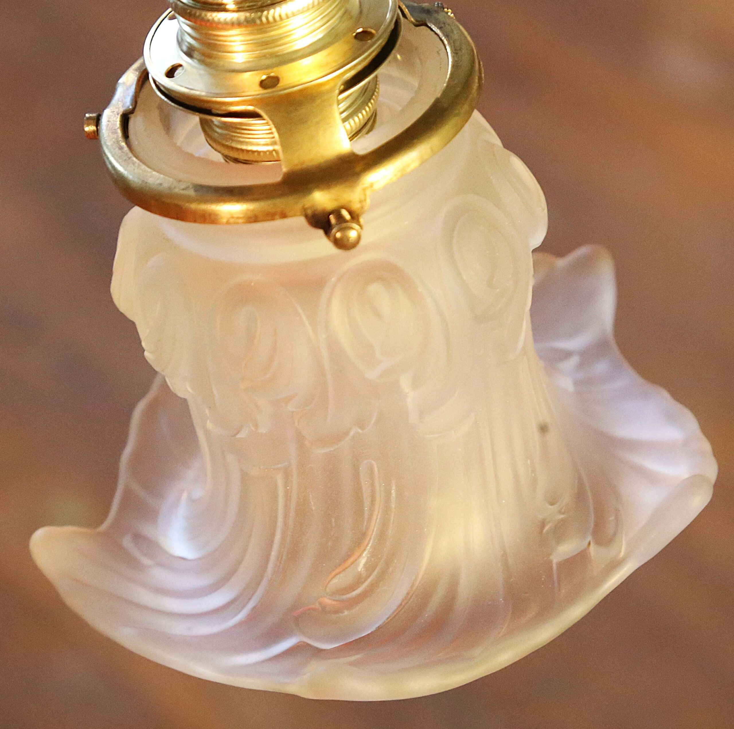 Lampe sur pied Art Déco laiton tulipe fleur – Image 4