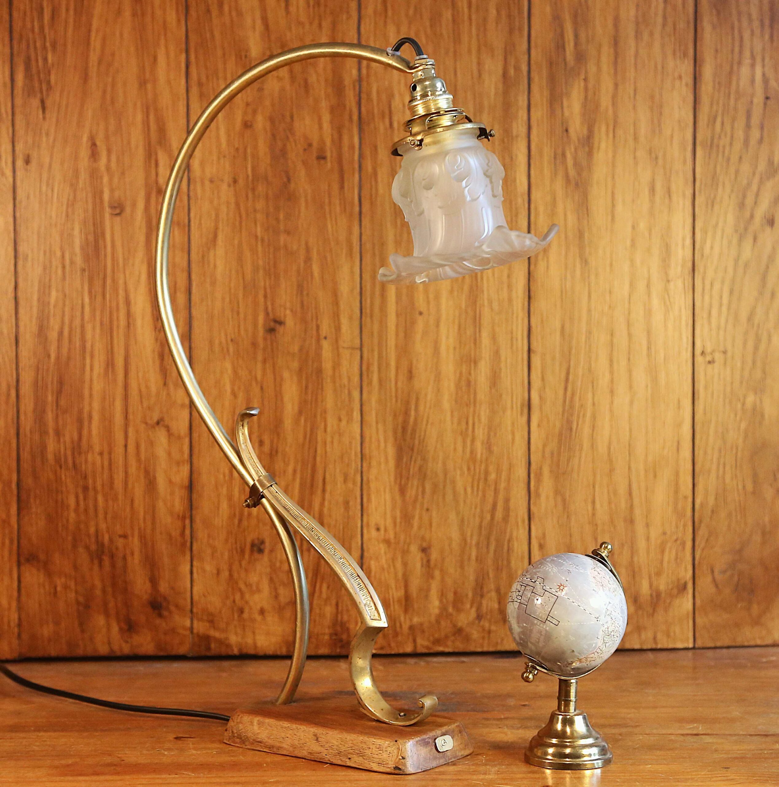 Lampe sur pied Art Déco laiton tulipe fleur – Image 9