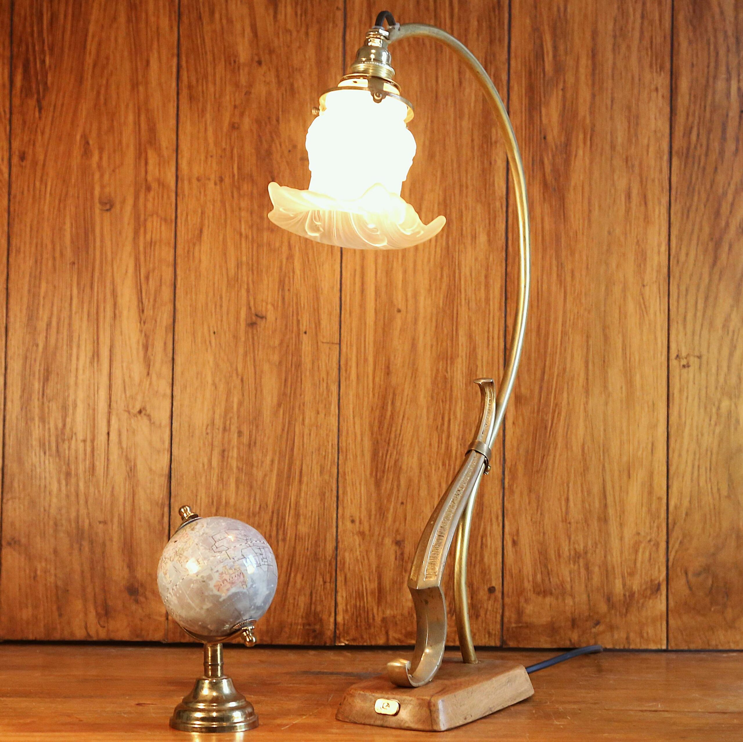 Lampe sur pied Art Déco laiton tulipe fleur – Image 11