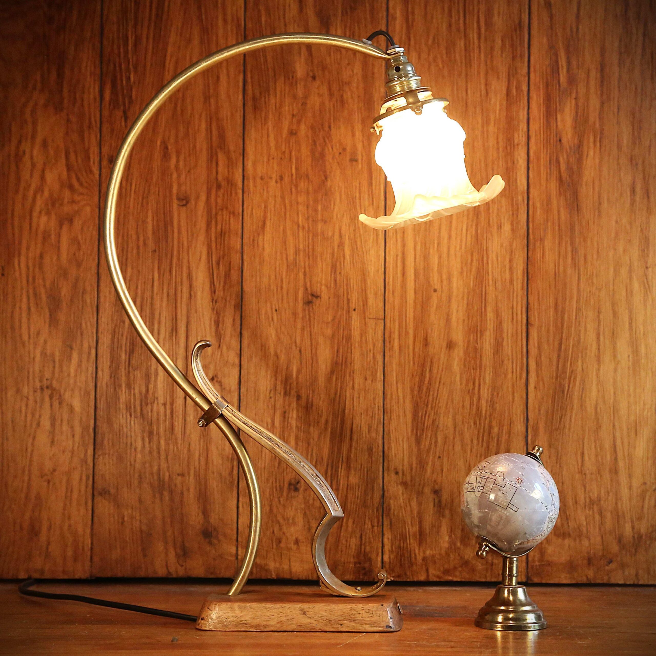 Lampe sur pied Art Déco laiton tulipe fleur – Image 3