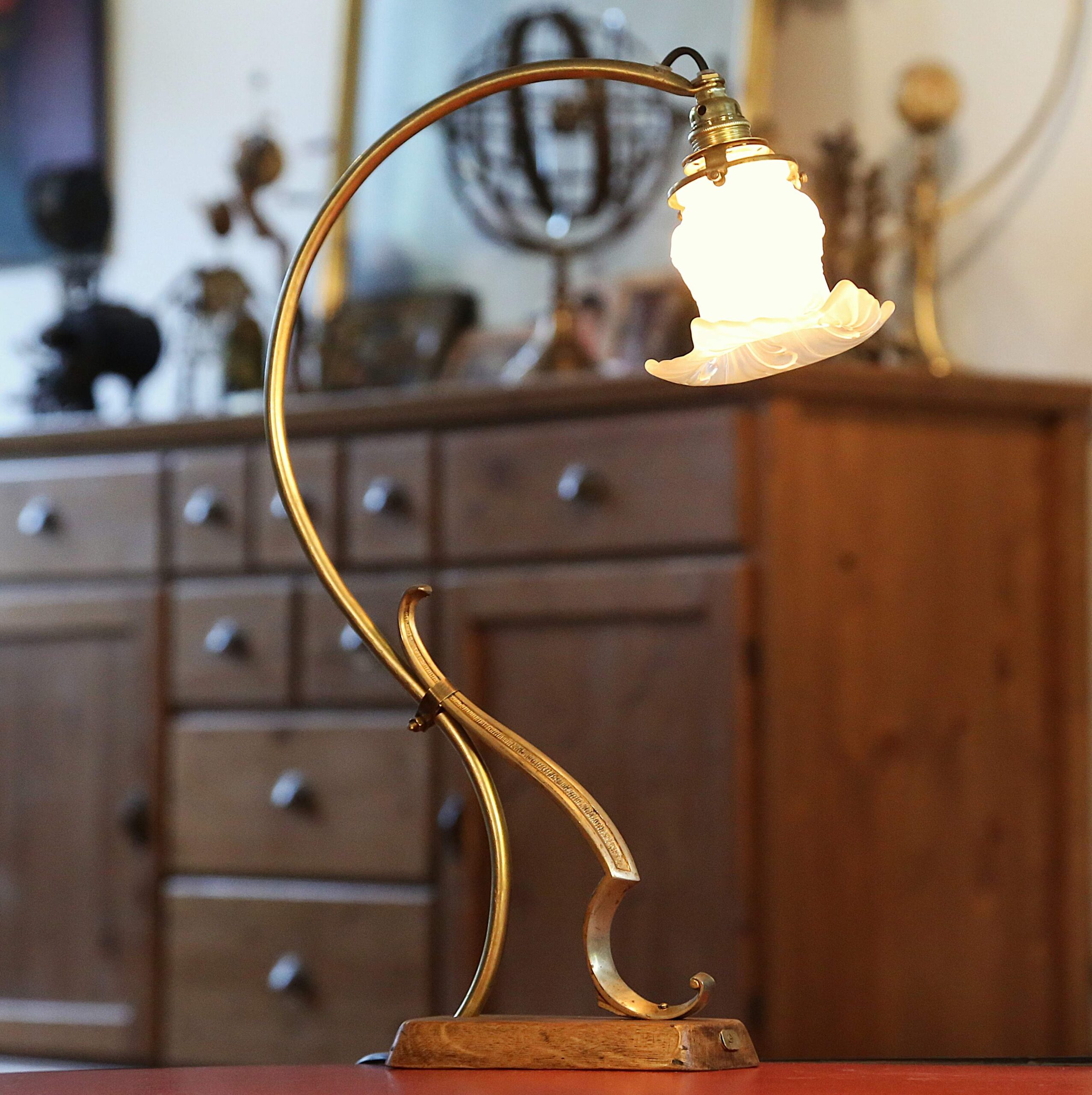 Lampe sur pied Art Déco laiton tulipe fleur – Image 5