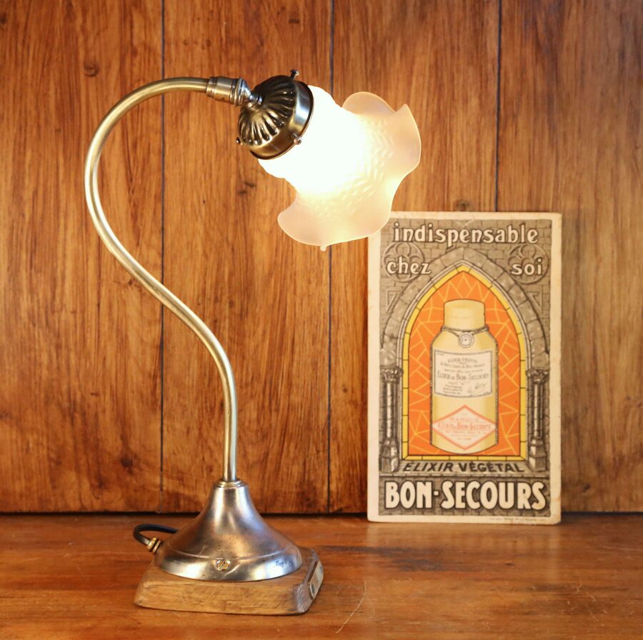 Lampe unique Art Déco laiton tulipe fleur – Image 4