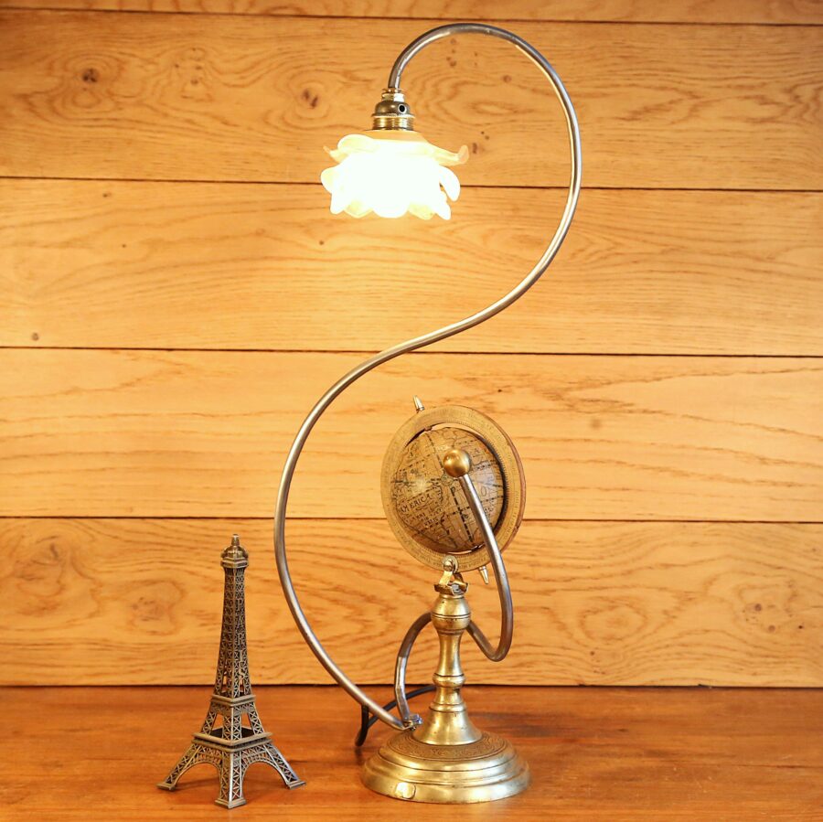 Lampe unique Art Nouveau globe terrestre – Image 10