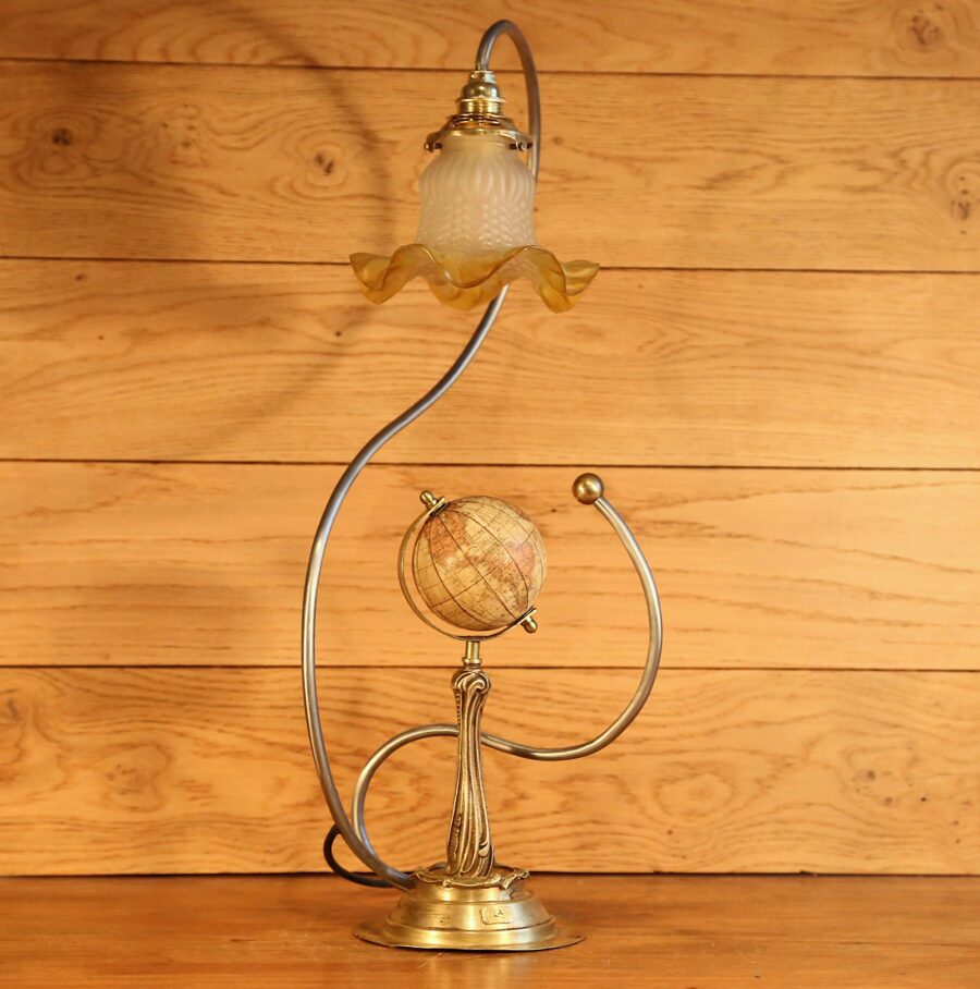 Lampe unique Art Nouveau globe terrestre – Image 11