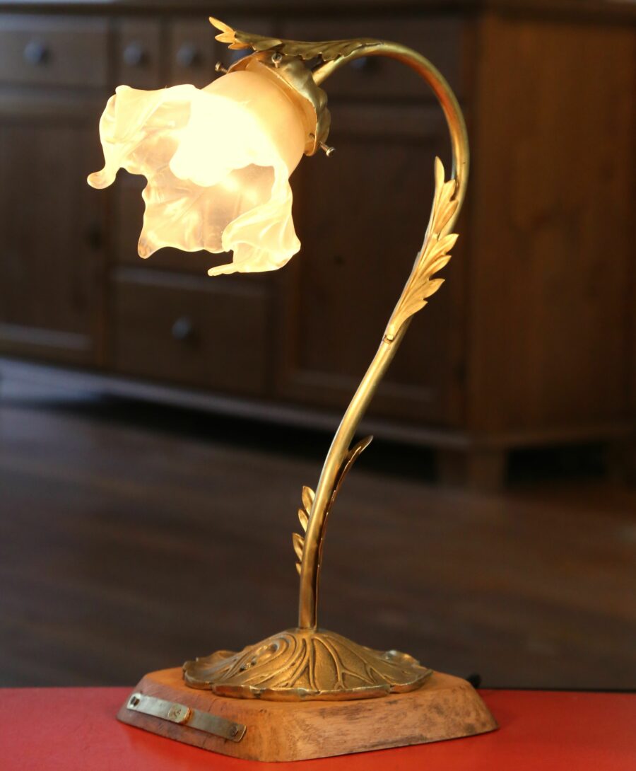 Lampe unique Art Nouveau laiton et bronze – Image 12