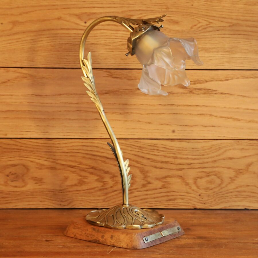 Lampe unique Art Nouveau laiton et bronze – Image 7